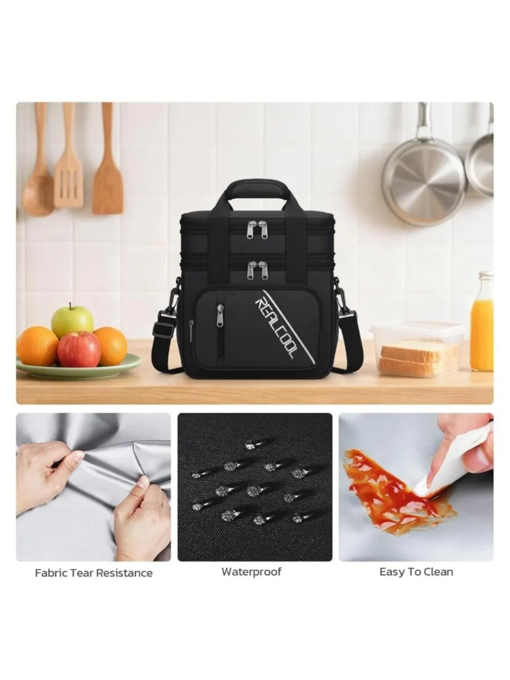 Insulated Double Deck Lunch Bag Leakproof 15L Cooler Box Work Travel